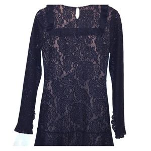 Cute BCBGMaxAzria black ruffled long sleeves dress